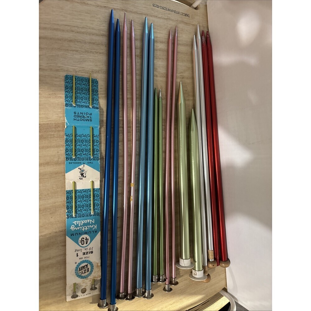 Huge Lot Vintage Metal Knitting Needles
